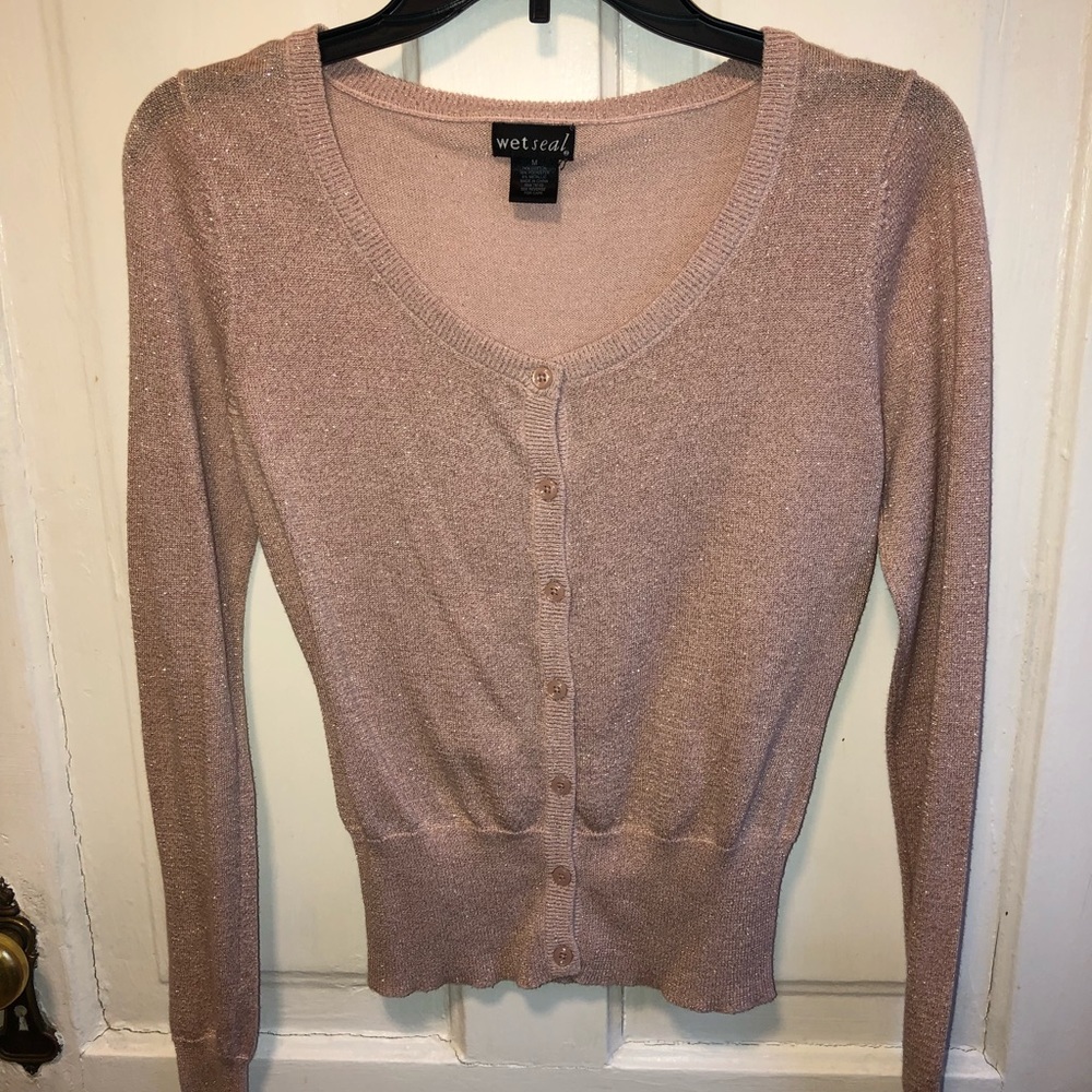 Pink sparkly buttoned cardigan